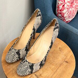J. Crew Mona black snakeskin heel size 10